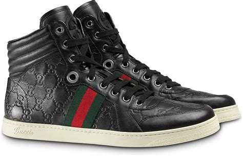 gucci black leather and snakeskin gg high top sneakers|gucci men sneakers new authentic.